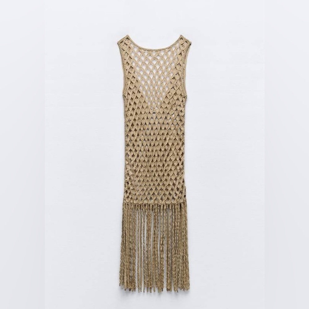 MESH DRESS WITH FRINGE